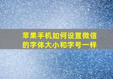 苹果手机如何设置微信的字体大小和字号一样