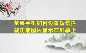 苹果手机如何设置短信拦截功能图片显示在屏幕上