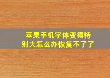 苹果手机字体变得特别大怎么办恢复不了了