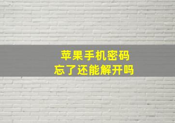 苹果手机密码忘了还能解开吗