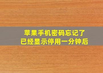 苹果手机密码忘记了已经显示停用一分钟后