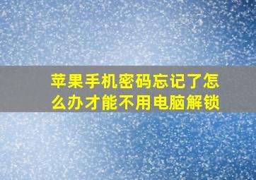 苹果手机密码忘记了怎么办才能不用电脑解锁