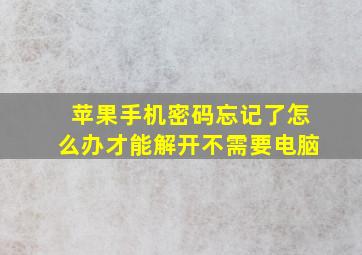 苹果手机密码忘记了怎么办才能解开不需要电脑