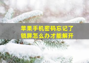 苹果手机密码忘记了锁屏怎么办才能解开