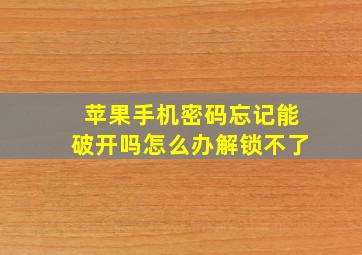 苹果手机密码忘记能破开吗怎么办解锁不了