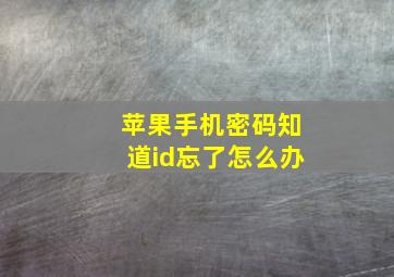 苹果手机密码知道id忘了怎么办