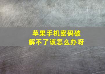 苹果手机密码破解不了该怎么办呀