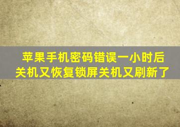 苹果手机密码错误一小时后关机又恢复锁屏关机又刷新了