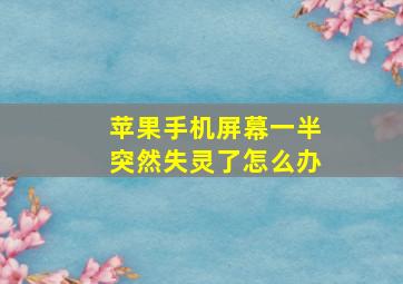 苹果手机屏幕一半突然失灵了怎么办