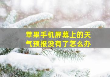 苹果手机屏幕上的天气预报没有了怎么办