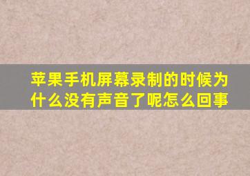 苹果手机屏幕录制的时候为什么没有声音了呢怎么回事