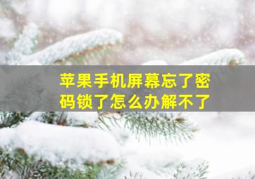 苹果手机屏幕忘了密码锁了怎么办解不了