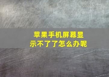 苹果手机屏幕显示不了了怎么办呢