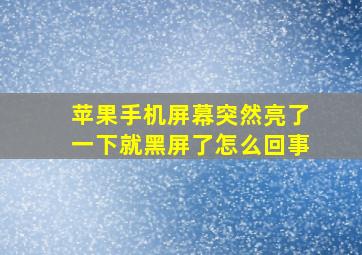 苹果手机屏幕突然亮了一下就黑屏了怎么回事