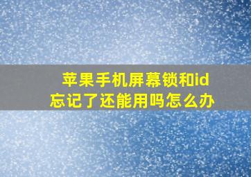 苹果手机屏幕锁和id忘记了还能用吗怎么办