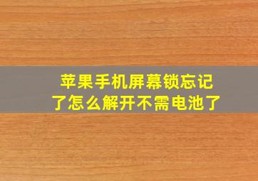 苹果手机屏幕锁忘记了怎么解开不需电池了