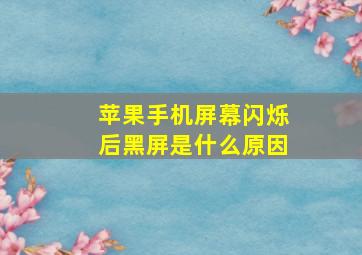 苹果手机屏幕闪烁后黑屏是什么原因