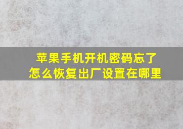 苹果手机开机密码忘了怎么恢复出厂设置在哪里