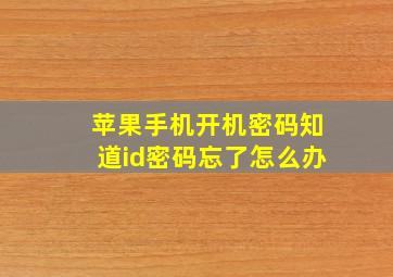 苹果手机开机密码知道id密码忘了怎么办