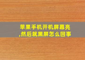 苹果手机开机屏幕亮,然后就黑屏怎么回事