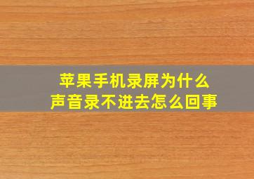 苹果手机录屏为什么声音录不进去怎么回事