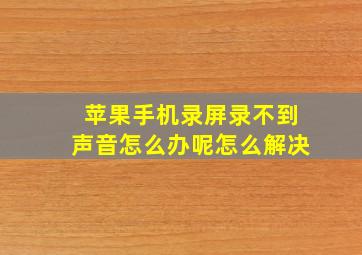 苹果手机录屏录不到声音怎么办呢怎么解决