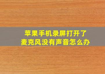 苹果手机录屏打开了麦克风没有声音怎么办