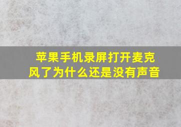 苹果手机录屏打开麦克风了为什么还是没有声音