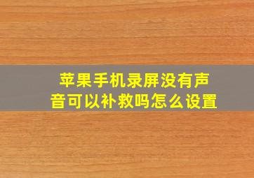 苹果手机录屏没有声音可以补救吗怎么设置