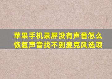 苹果手机录屏没有声音怎么恢复声音找不到麦克风选项