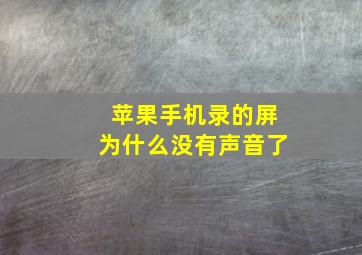 苹果手机录的屏为什么没有声音了