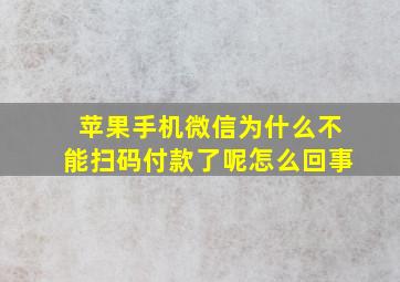 苹果手机微信为什么不能扫码付款了呢怎么回事