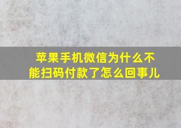 苹果手机微信为什么不能扫码付款了怎么回事儿