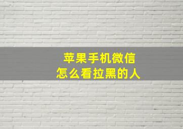 苹果手机微信怎么看拉黑的人