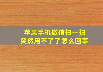 苹果手机微信扫一扫突然用不了了怎么回事