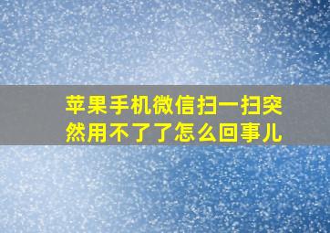 苹果手机微信扫一扫突然用不了了怎么回事儿