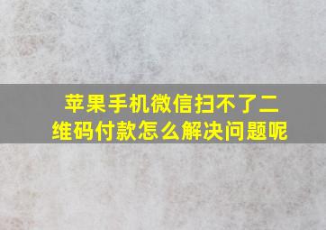 苹果手机微信扫不了二维码付款怎么解决问题呢