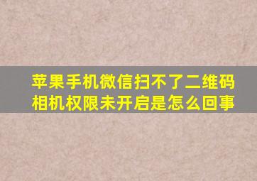 苹果手机微信扫不了二维码相机权限未开启是怎么回事