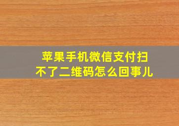 苹果手机微信支付扫不了二维码怎么回事儿