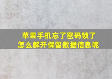 苹果手机忘了密码锁了怎么解开保留数据信息呢