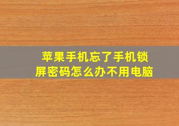 苹果手机忘了手机锁屏密码怎么办不用电脑