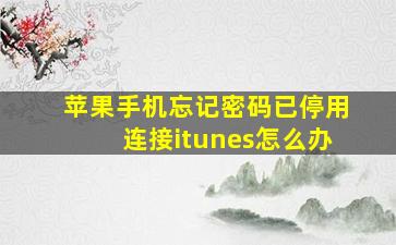 苹果手机忘记密码已停用连接itunes怎么办