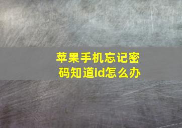 苹果手机忘记密码知道id怎么办