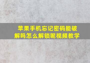 苹果手机忘记密码能破解吗怎么解锁呢视频教学