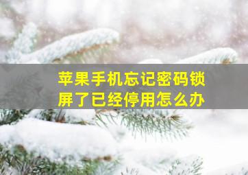 苹果手机忘记密码锁屏了已经停用怎么办