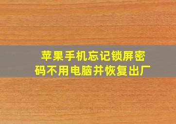 苹果手机忘记锁屏密码不用电脑并恢复出厂