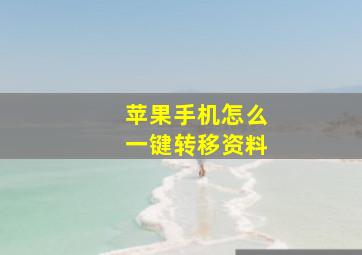 苹果手机怎么一键转移资料