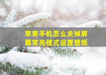 苹果手机怎么关掉屏幕常亮模式设置壁纸