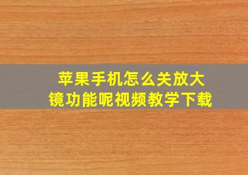 苹果手机怎么关放大镜功能呢视频教学下载