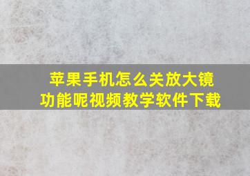 苹果手机怎么关放大镜功能呢视频教学软件下载